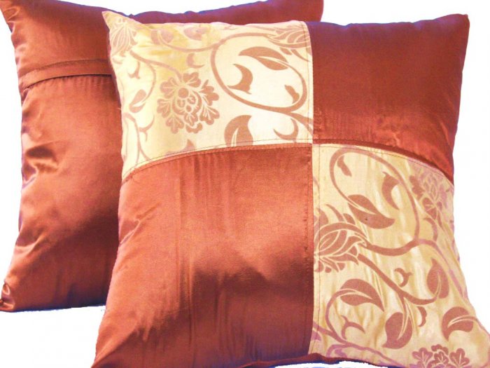 Quad 2-tone Pillow Cushion Cover 20" Gold/Bronze