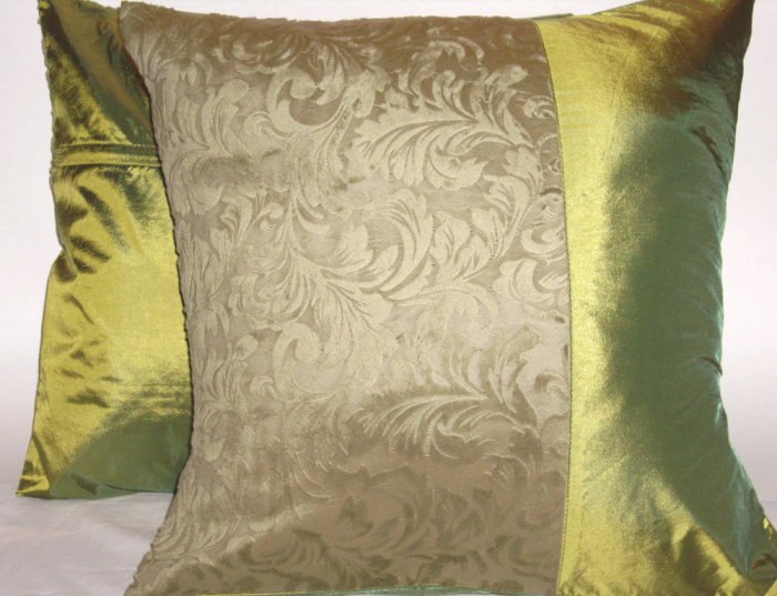 Duo Toile Pillow Cushion Cover 20" Olive Green
