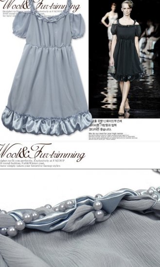Beaded Grey Chiffon one Piece Dress