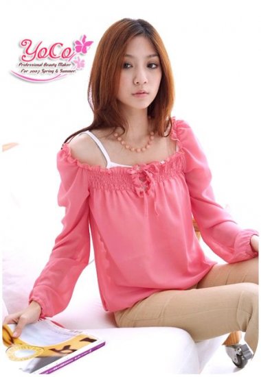 Ladies Hot Pink Chiffon Adorable Blouse