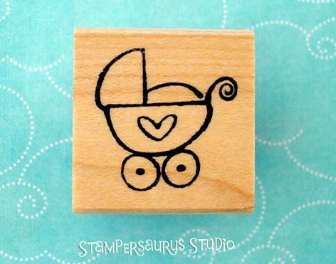 Baby Carriage Rubber Stamp