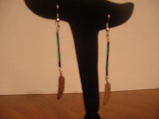 Blue and Green Feather Dangle