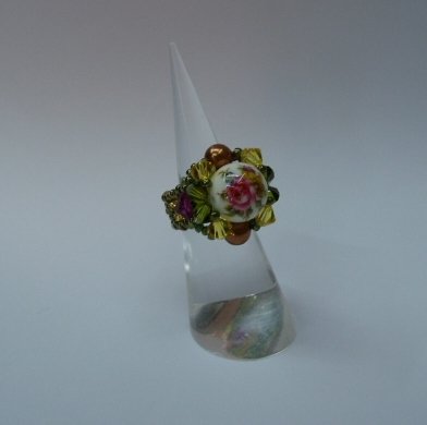 Back to Nature Rustic Olive and Pearl Ring (RG002)
