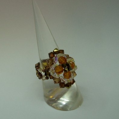 Smokey Topaz Flower Crystal Ring (RG001)