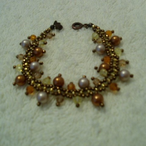 Boho Power Almond Copper Pearl Bracelet