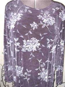 MARK SINGER XLG FLORAL LONG SLEEVE BLOUSE SLINKY