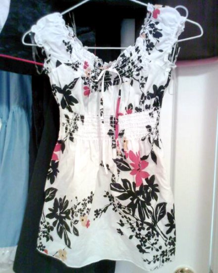 Flowery Ruffled Cotton High-Waist Shirt Top