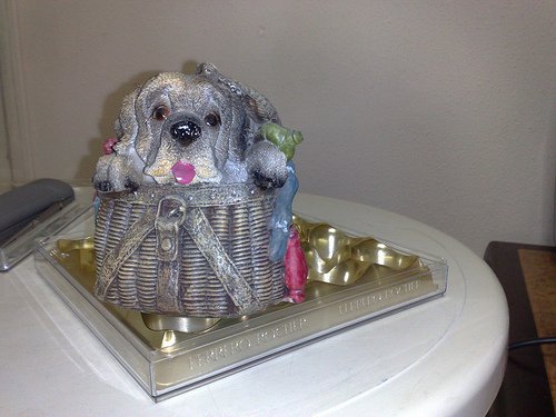 Dog In Basket Coinbank