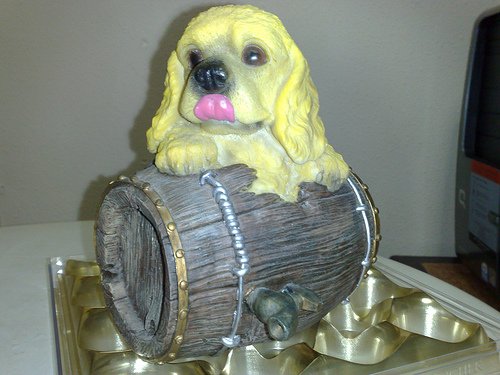 Dog On Barrel Coinbank