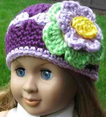 Hand Crocheted Doll Beanie Hat for American Girl or Gotz or 18 inces Dolls