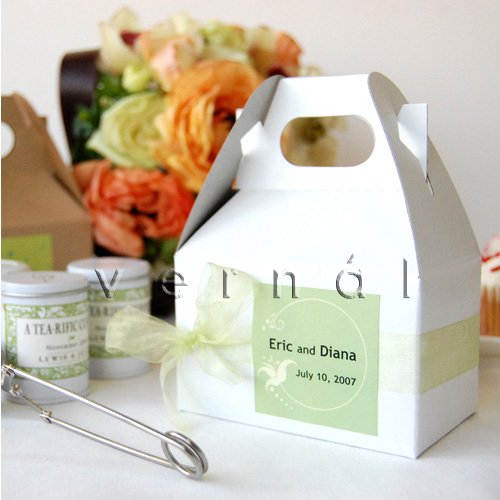 Mini Gable Favor Box / Boxes - White - (Set of 10)