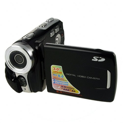Stylish Gloss Black Digital Video Camcorder with 3 inch LCD