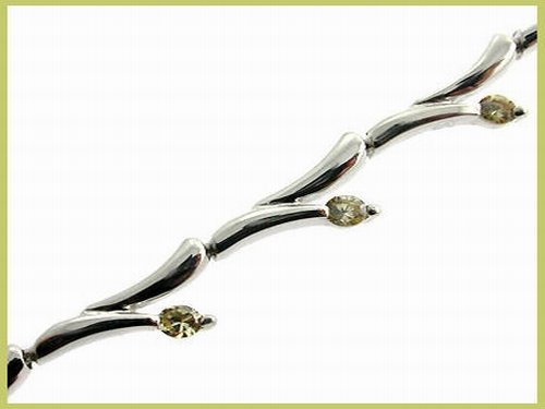 16 Round Created Citrine Bracelet 925 Silver 7"