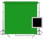 Backdrop support system with BLue and Green backdrop