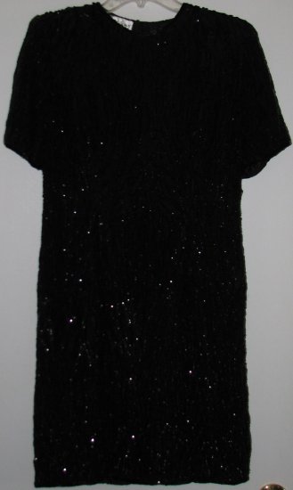 Silk Sequin Beaded Formal Cocktail Dress Size 8
