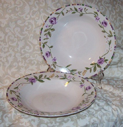 Laura Ashley GRAPEFIELDS (2) Rimmed Soup bowls