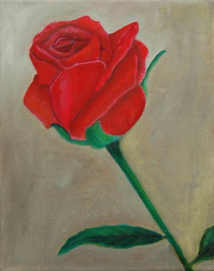 Original Single Red Rose Oil Painting 8X10