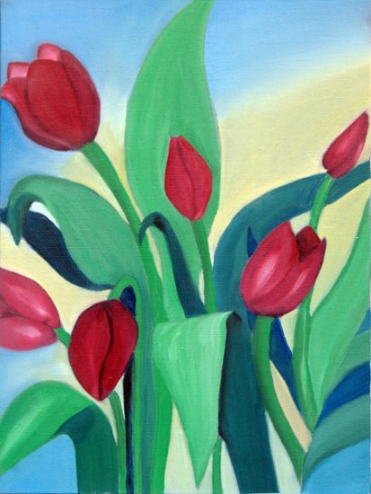 Red Tulips, Original Oil Painting