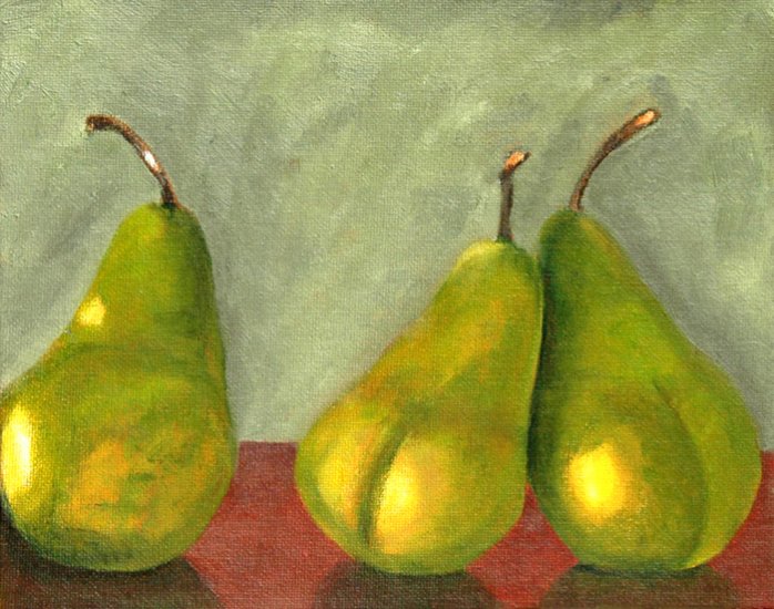 Three is a Crowd, Original Oil Painting, Pears