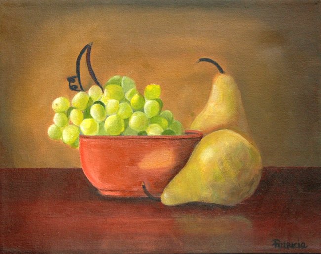 Grape and Pear Original Oil Painting
