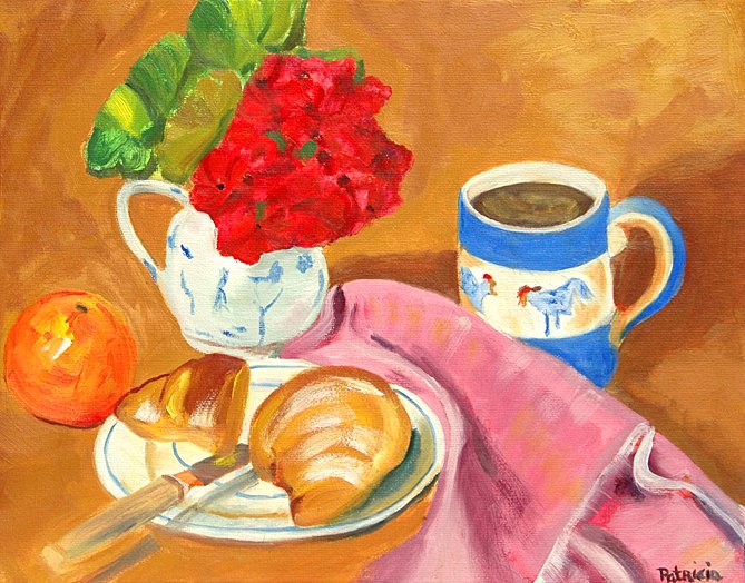 Continental Breakfast, Original Oil Painting