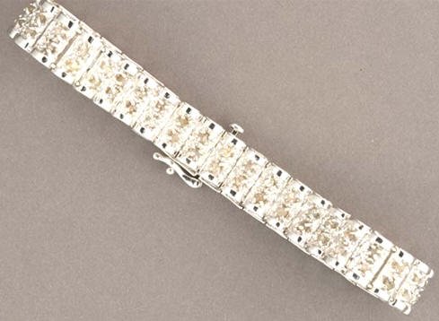 3 Cttw Full Round Cut Diamond /Sterling Silver Bracelet