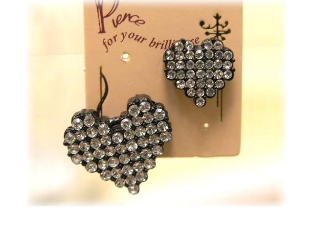 black mosaic heart earrings