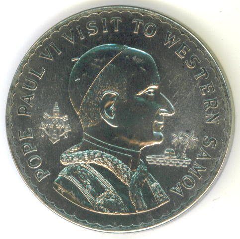 1970 POPE PAUL VI WESTERN SAMOA PROOF DOLLAR.....ONLY 3,000 MINTED !!!