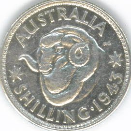 SILVER 1943 AUSTRALIAN SHILLING - GRADE XF+ : STUNNING COIN !