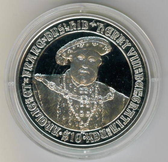 SILVER 2007 HENRY VIII $10 PROOF FROM THE BRITISH VIRGIN ISLANDS !!