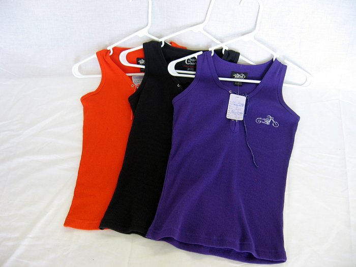 Choppers For Chics Cotton Tank Top Small Medium Front Lace Ribbed Knit Motorcycle Shirt Womens 15.99