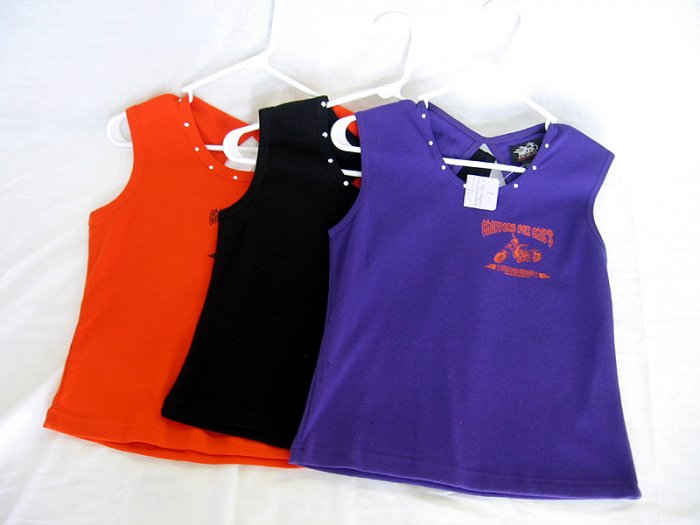 Choppers For Chics Metal Stud Teardrop style Tank Top Womens Orange Black Purple 15.99