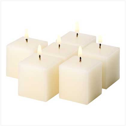 NEW! IVORY VANILLA CUBE VOTIVES-ITEM #39213-BUY 1 SET, GET 1 FREE