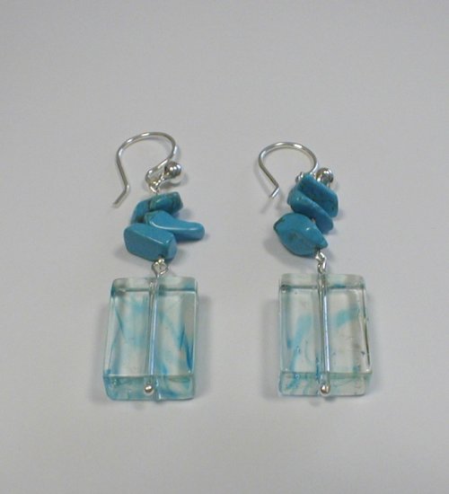 murano and turquoise stone earrings - aretes de murano y piedra turquesa