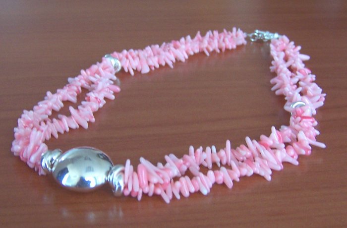 pink coral necklace - collar de coral rosado
