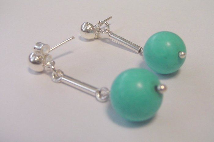 aretes bola turquesa