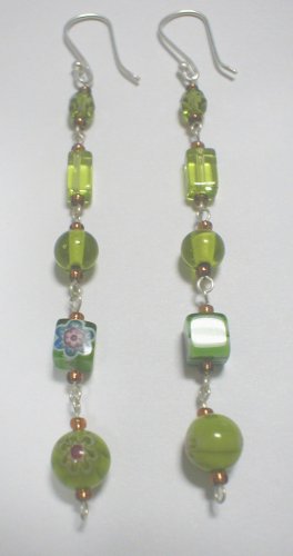 aretes murano hindu verdes