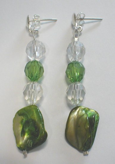 aretes nacar verde y circon