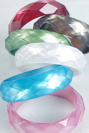 Bracelet Bangle Cateye W Dialmond Cut 3"Wide/DZ 7 Color Asst