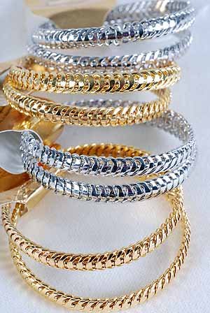 2pcs Bangles Cast 3'' Wide/DZ Choose Gold Or Silver Finish