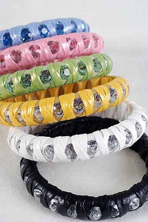 Bangle Wavon With Color Acrylic Stones 3'' Wide/DZ 6 Color Asst