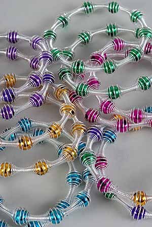 2 pcs Bracelet With Metallic Beads Stretch/DZ 6 Color Asst - YB873