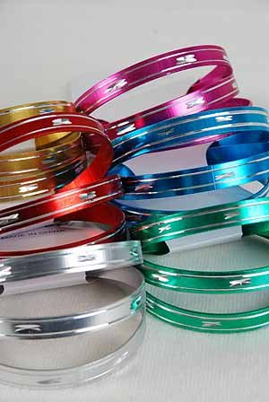 3pcs Bangles Aluminum W Dialmond Cut/DZ 6 Color Asst