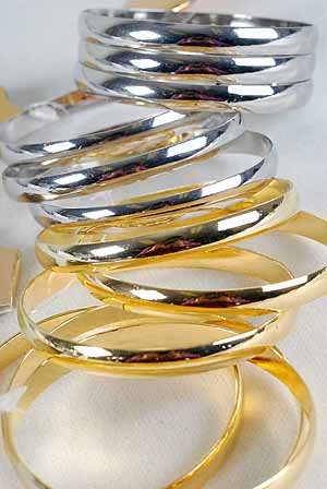 3pcs Bangles Metal Shinely 3'' Wide/DZ Choose Gold Or Silver Finish