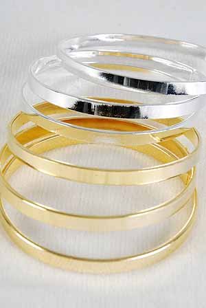 3pcs Bangles Metal, 3'' Wide/DZ 3'' Wide,Choose Gold Or Silver Finish