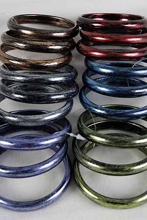 3pcs Bangles mett With Brush Finish 3'' Wide/DZ 6 Color Asst