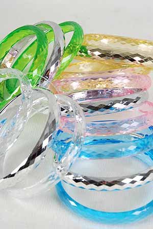 3pcs Bangles Trancesparent color Asst 3'' Wide/DZ 6 Color Asst