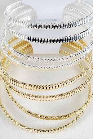 4Pcs Bangles Metal Wires 3'' Wide/DZ Choose Gold Or Silver Finish - SSB1141