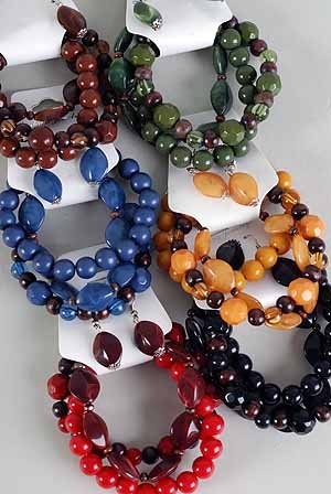 Bracelet & Earring Set,Wooden Bead W Acrylic Marble Mix/DZ **NEW** Fall Selection,6 Color Asst