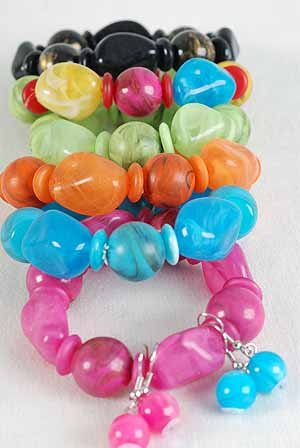 Bracelet & Earring Sets Acrylic Marble Stretch,Color Asst/DZ 6 Color Asst,Stretch